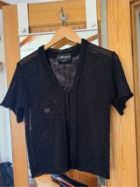 Sag Harbor Black Knit Short Sleeve Cardigan